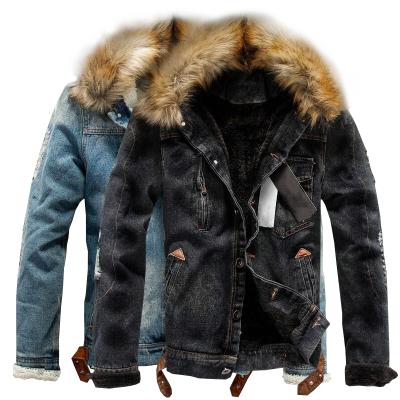 China Viable Plus Size Coats Denim Jacket Mens Plush Thicker Trucker Coat for sale