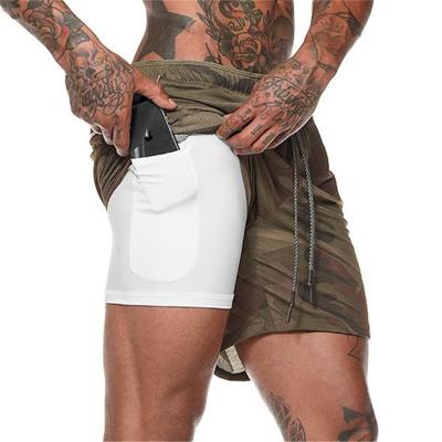 China 2021 New Design QUICK DRY Anti Exercising Workout Sweat Shorts Custom Two Layers Gym Shorts For Mens Workout Shorts Men for sale