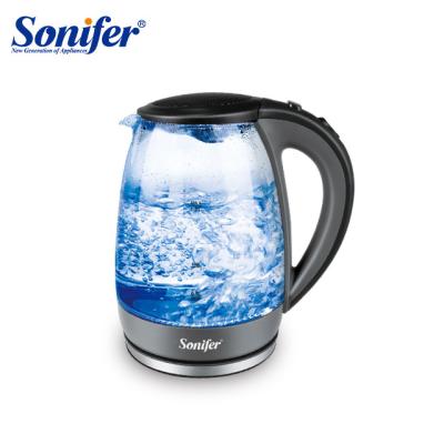 China Sonifer brand 360 degree rotation base hot sale home appliance blue led 1.7l electric glass kettle SF-2064 for sale