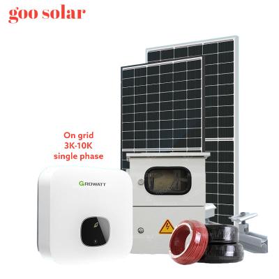 China Goosolar fule home savings on grid system 3KW 5KW 8KW 10KW single phase home photovoltaic solar power systems for sale