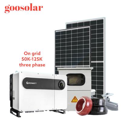 China Goosolar commercial on grid tied comercial solar power system 50KW 80KW 100KW 125KW covering solar panel kit system solar energy in stock for sale