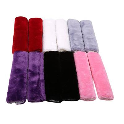 China Faux Sheepskin Fabric Factory Price 14cm X 5cm Faux Sheepskin Fabric Car Seat Safety Belt Cover Pad for sale