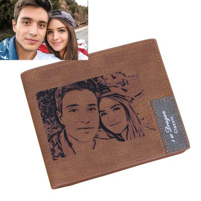 China Holiday decoration & Custom Engraved Leather Wallet Diy Simple Fashion Photo Wallet Men Picture Wallet Men Personalized Personalized Photo Purse Lover's Father Gift for sale