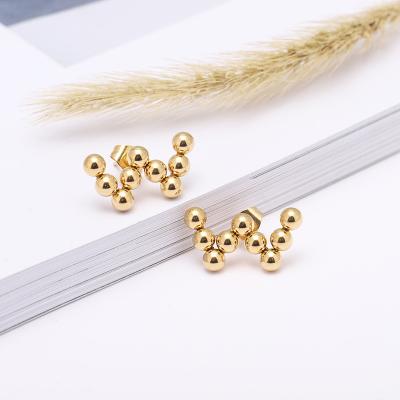 China High Quality Women Shape Creative Letter M Letter Stainless Steel Alphabet Earrings Ball Piercing Earrings for sale