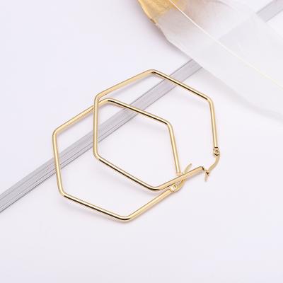 China High quality a variety of titanium steel circle heart-shaped minimalist earrings gold geometric earrings for sale