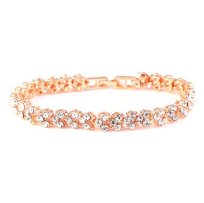 China New 18K Gold Plated Bangle Luxury Exquisite Environmental Friendly Full Diamond Copper Alloy Bracelet for sale