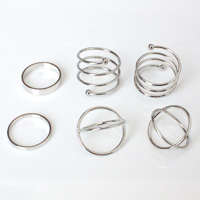 China Fashionable Wholesale Simple Grooming Accessories Zinc Alloy Finger Ring Silver Color Resin Finger Ring Sets for sale