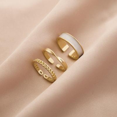 China TRENDY European and American Simple Style Gold Plated Rings Jewelry Women Three Piece Opening Rings for sale