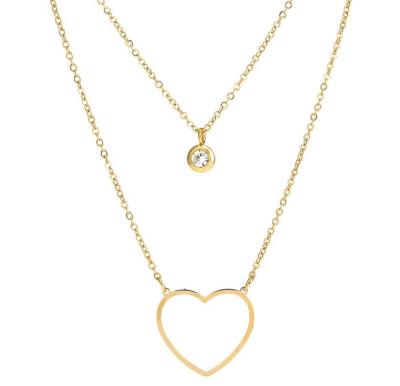 China Wholesale Romantic Love Peach Heart Pendant Hollow Girls Necklace Personality Customized Stainless Steel Necklace for sale