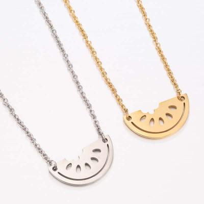 China Summer Romantic Personality Girls Watermelon Hollow Necklace Kids Cute Necklace Stainless Necklace for sale