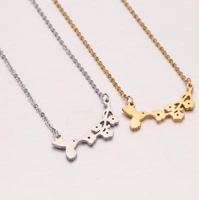 China Couples Jewelry Birds Flower Necklace Stainless Steel Personality Romantic Pendant Necklace For Women for sale