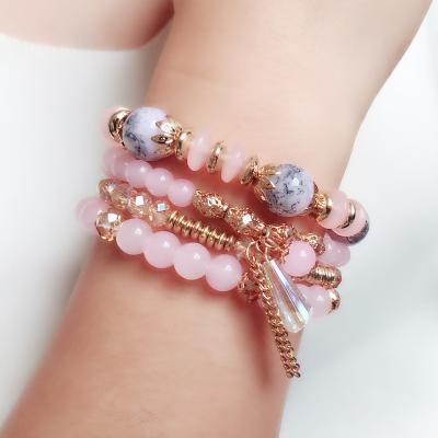 China 4 Pieces Bohemian Style Multilayer Beads Crystal Bracelet Sets Environmentally Friendly Bracelet With Exotic Style for sale