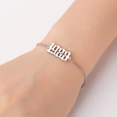 China Wholesale Simple High Quality Birthday Gifts Year Bracelets Number Year Stainless Steel Bracelets for sale