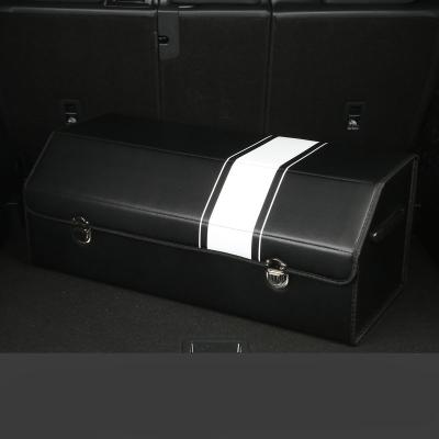 China Multifunctional Black PU Leather Foldable Trunk Car Storage Box for sale