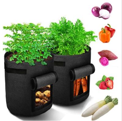 China Factory Wholesale Custom Breathable Breathable Thicken Felt Non Woven Fabric Plant Grow Bags With Handle For Potato for sale