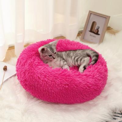 China 2021 Best Product Pet Furniture Pet Cat Bed Cushion Sofa Pet Breathable Plush Beds Large Small Round Luxury Soft Plush for sale