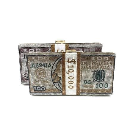 China Waterproof Dollar Lock Money Clutch Elegant Ladies Wedding Handbags by Fashion Designer for sale