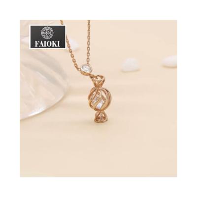 China Faioki Design 925 Sterling Silver Cubic Zirconia MOQ OEM ODM Wholesale Price Cute Rose Gold Anniversary Pendant Elegant Factory for sale