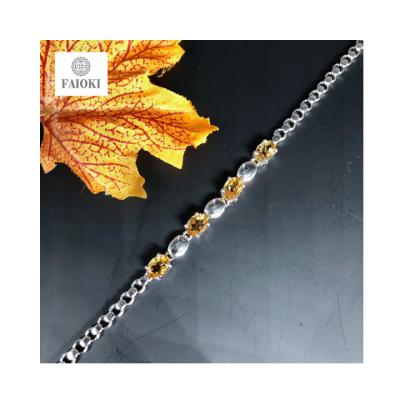 China Elegant Factory Design 925 Sterling Silver Citrine Wholesale Price Faioki White Gold Anniversary Bracelet for sale