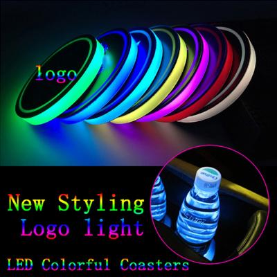 China CUP MAT Car Led Cup Holder Pads Light Car Logo Led Atmosphere Light Auto Mats Bottle Coasters 7 Colors Inside Parts for sale