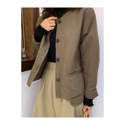 China Women Anti-Shrink Thin Jacket Supplier Manufacture Casual Round Neck Jacket With Irregular Pockets for sale