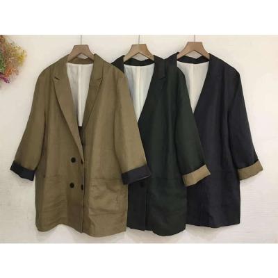 China Breathable cotton and canvas turn over color-block large pockets blazer with slits on the back leisure daily suit coat for sale