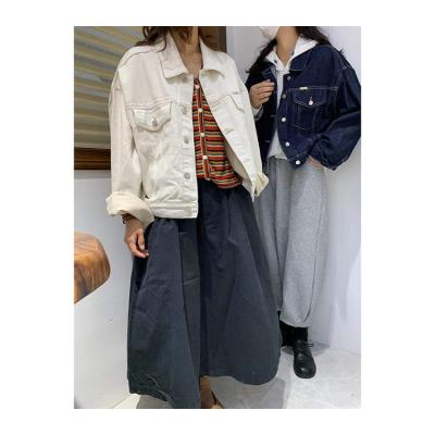 China Cheap Women's Solid Color Denim Jacket Women's Casual Simple Tops Anti-Shrink Factory Jackets for sale