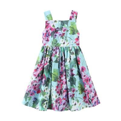 China 2022 Washable Kids Clothing Girls Halloween Dress Baby Toddler Green Floral Twirl Dresses Wholesale Kids Dress For Kids for sale