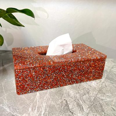 China Wholesale Red Color Crystal Glass Diamond Rhinestone Shinning Bling Durable Colorful Napkin Dispenser Tissue Box Customized Box for sale