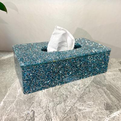 China Durable Colorful Wholesale 6 Colors Shinning European Crystal Glass Napkins Home Hotel Bar Office Decorations Cuboid Tissue Box Crystal Tissue for sale