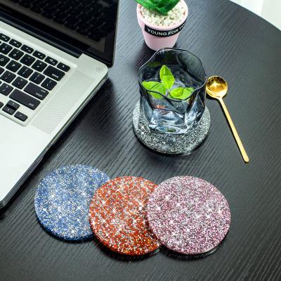 China Crystal Decorative Solid Tea Coaster Sustainable Artistic Glass Insulation Protection Custom Coasters With Diamond for sale