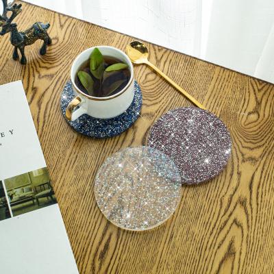 China New Design Viable Exquisite Handmade Glass Crystal Coaster For Desktop Decorations With Diamond for sale