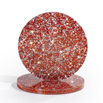 China White Black Silver Decoration Crystal Shinning Coasters For Kitchen Viable Red Pink Blue Color Round Shape for sale