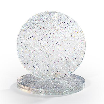 China Diamond Crushed Glitter Glass Coaster Fabulous Viable Crystal Coasters for Drinks for sale