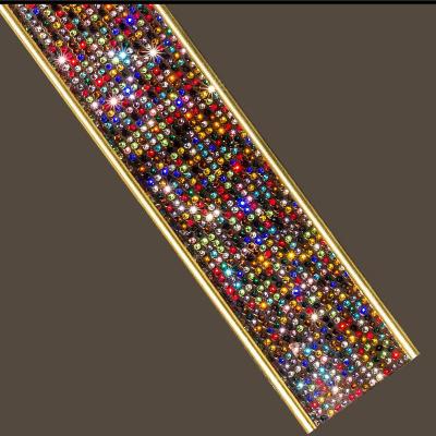 China Durable Colorful Potting Vacuum Amid Decor Glass Trim For Bathroom And Bedroom Decoration 304 High Quality Tile Trim With Diamond for sale