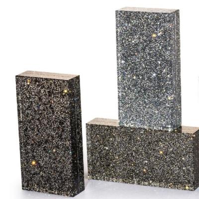 China 100*200*40MM Durable Custom Black Color Shinning Solid Glass Blocks Glass Brick For Wall Decoration for sale