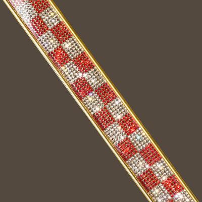 China Durable Colored Aluminum Tile Trim Diamond Metal Decor Vacuum Potting Red and Yellow Glass Marble Wall Decor With Diamond for sale