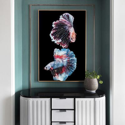 China Factory price hot sale living room decoration mural waterproof Diamond Drawing Goldfish Shinning Square Diamond Painting for sale