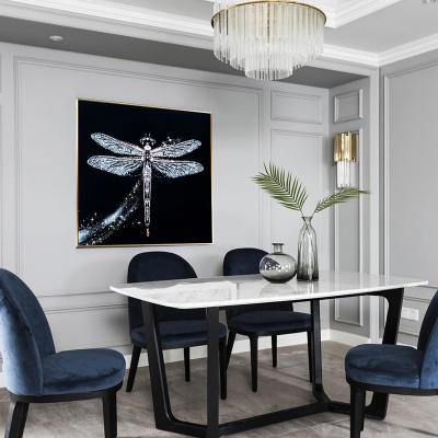 China Crystal Picture Porcelain Dragonfly Living Room Waterproof Home Glass Porcelain Decor Animal Painting 5d Diamond Wall Art Glass Crystal for sale