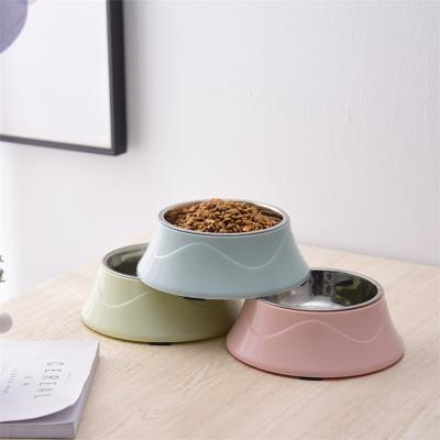 China Sustainable Wholesale Stainless Steel And Plastic Dog Bowl Pet Food Water Bowls Portable Pet Feeder for sale