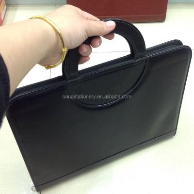 China Meet Folder Black Business Brief Bag With Zipper Closure for sale