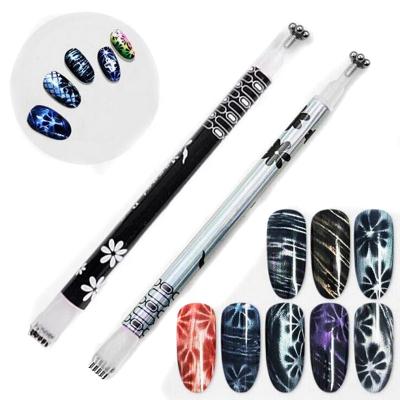 China 1pcs Double Nail Master Nail Art Cat Eye Magnet Pen 3D Nail Magnetic Gel Polish Stick Cat Eyes Strip Flower Magical NP087 for sale