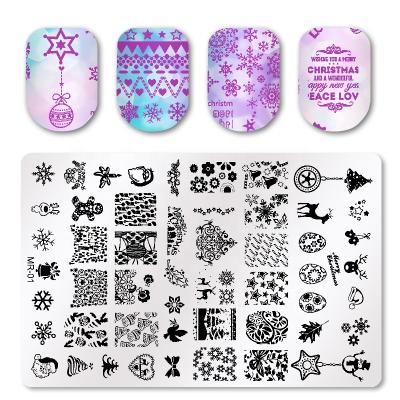 China DIY Nail Design Polish Print Tools Salon Christmas Nail Stamping Nail Art Stamping Plates Rectangle Nail Art Template Lace Metal Stamp for sale