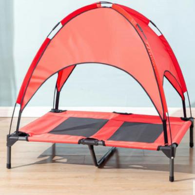 China Breathable Cooling Raised Triangle Camouflage Plastic Breathable Hooded Igloo High Canopy Dog Bed With Removable Canopy for sale