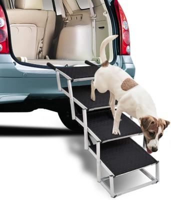 China Travel Adjustable Outdoor Portable Folding Folding Ramp Dog Pet Ramp Steel Aluminum Stairs for Trucks Cars and SUVs for sale