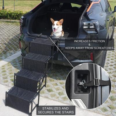 China Staris Folding Sight Travel Metal Foldable Large Aluminum Steel Dog Pet Ramp Climbing Steps Ladder for Trucks Cars and SUV for sale