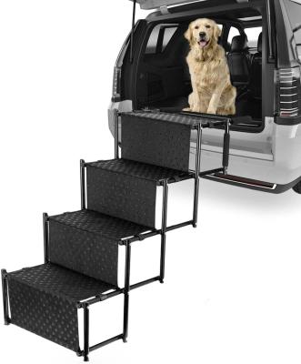 China Travel Light Weight Outdoor Portable Collapsible Folding Ramp Dog Pet Stairs Aluminum Steel Ramp for Trucks Cars and SUV for sale