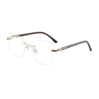 China New Stylish ACETATE Metal Rimless Glasses With Square Frames For Women for sale