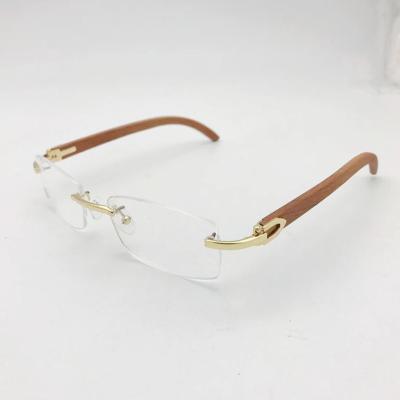 China Lenses Material: Other Gold Frameless Wood Glasses For Men And Women Frame Brand Designer Prescription Myopia Glass Eyes for sale