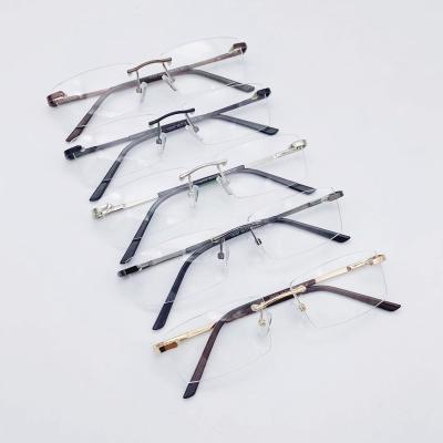 China 2021 New Stainless Steel Men's Business Metal Rimless Glass Flat Glass for sale